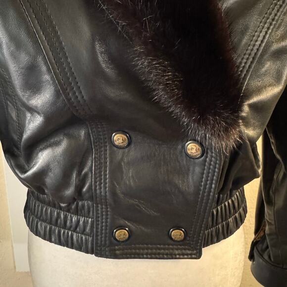 Vintage Kaiser x Mob Wife Pennylane Italian Leather Cropped Jacket Black Medium - Picture 6 of 10